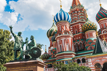 Saint Basil's Cathedral and monument to Minin and Pozharsky on R