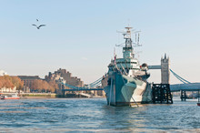 HMS Belfast Warship At London, England