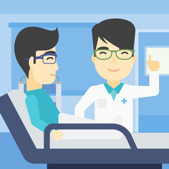 Poster - Doctor visiting patient vector illustration.