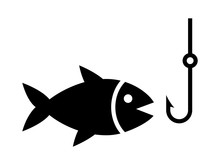 Fishing A Fish With Hook Lure Flat Icon For Apps And Websites