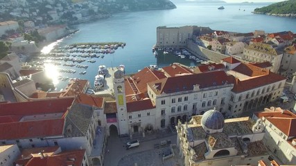 Wall Mural - Aerial view of the old city of Dubrovnik during sunrise