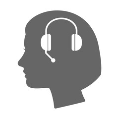 Poster - Isolated female head silhouette icon with  a hands free phone de