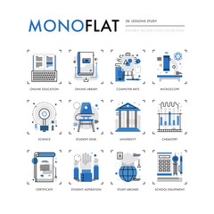 Poster - lessons study monoflat icons