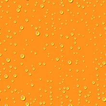 Orange Water Transparent Drops Seamless Pattern.