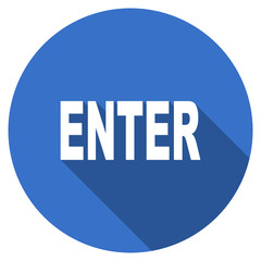 Fototapete - Blue flat design round web enter vector icon