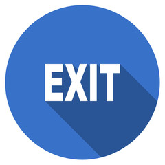 Poster - Blue flat design round web exit vector icon