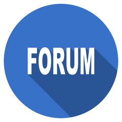 Poster - Blue flat design round web forum vector icon