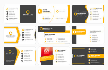 set of modern business card print templates. personal visiting card with company logo. vector illust