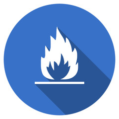 Poster - Blue flat design round web fire vector icon