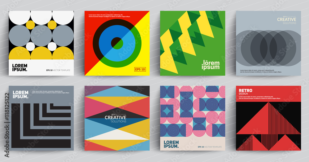 Retro covers set. Colorful modernism. Eps10 vector. - obrazy, fototapety, plakaty 