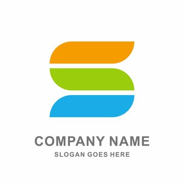 Monogram Letter S Three Horizontal Line Vector Logo Template