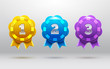 Win medals set. Colorful 3d award medals. 1st, 2nd, 3rd places. Eps10 vector illustration.