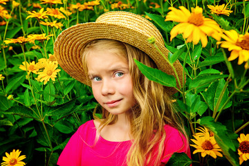 Wall Mural - girl in yellow flowers