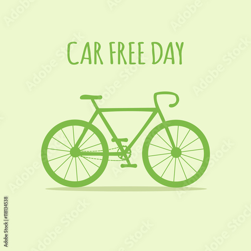Fotografie, Obraz Green bike. World car free day. Ecology. Vector illustration.