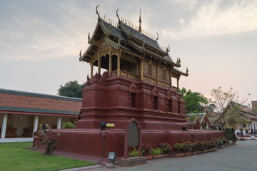 Preserve hall in Thai Buddhism temple - Lamphun, Thailand