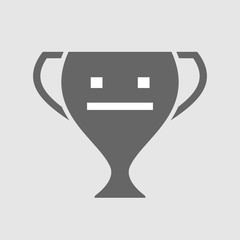 Isolated award cup icon with a emotionless text face