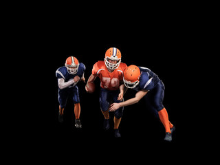 Wall Mural - American football players in action on stadium with ball isolated