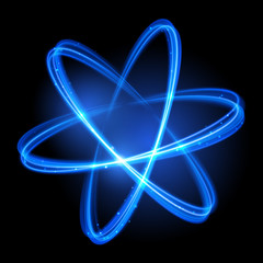 Aufkleber - Vector blue neon crossed circles light trail
