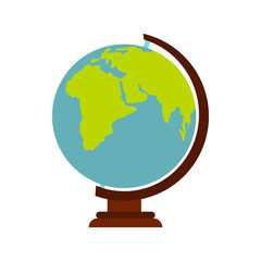 Poster - Globe icon in flat style isolated on white background. Geography symbol