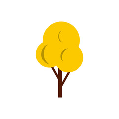 Wall Mural - autumn tree icon in flat style isolated on white background. nature and plant symbol