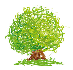Wall Mural - stylized tree with round crown