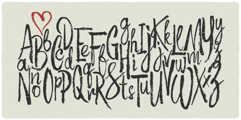 Poster - hand drawn vector alphabet. letters made with a dry calligraphic brush.