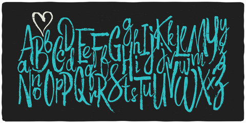 Poster - hand drawn vector alphabet. letters made with a dry calligraphic brush.