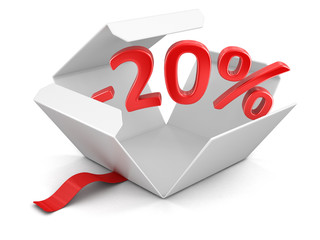 Poster - Open package with -20%. Image with clipping path