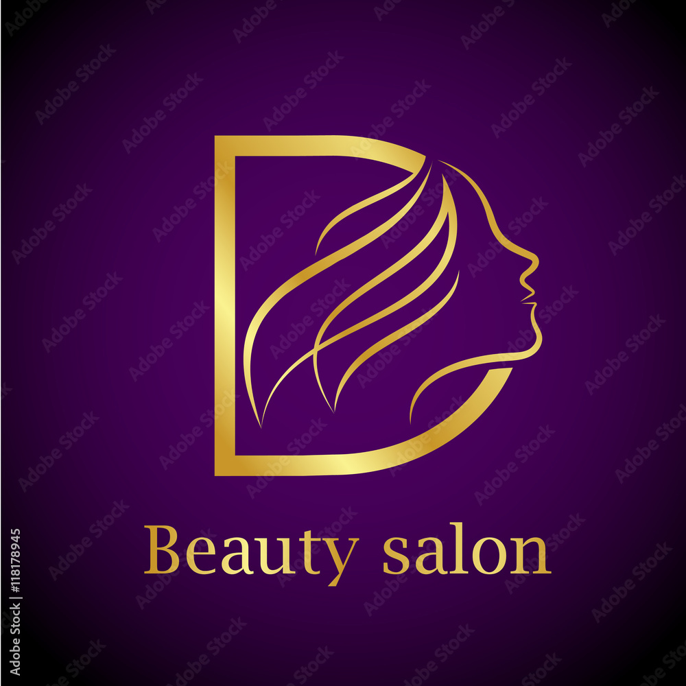 Abstract letter D logo,Gold Beauty salon logo design template Stock ...