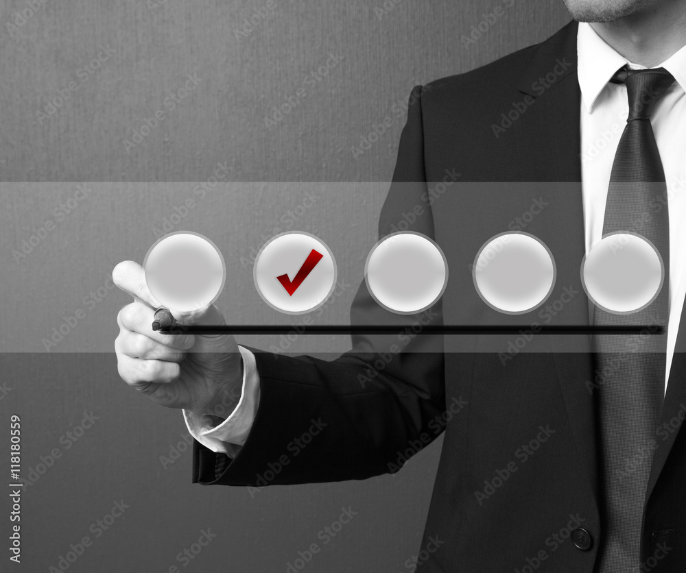 Hand marking boton check box with checkmark Stock Photo | Adobe Stock