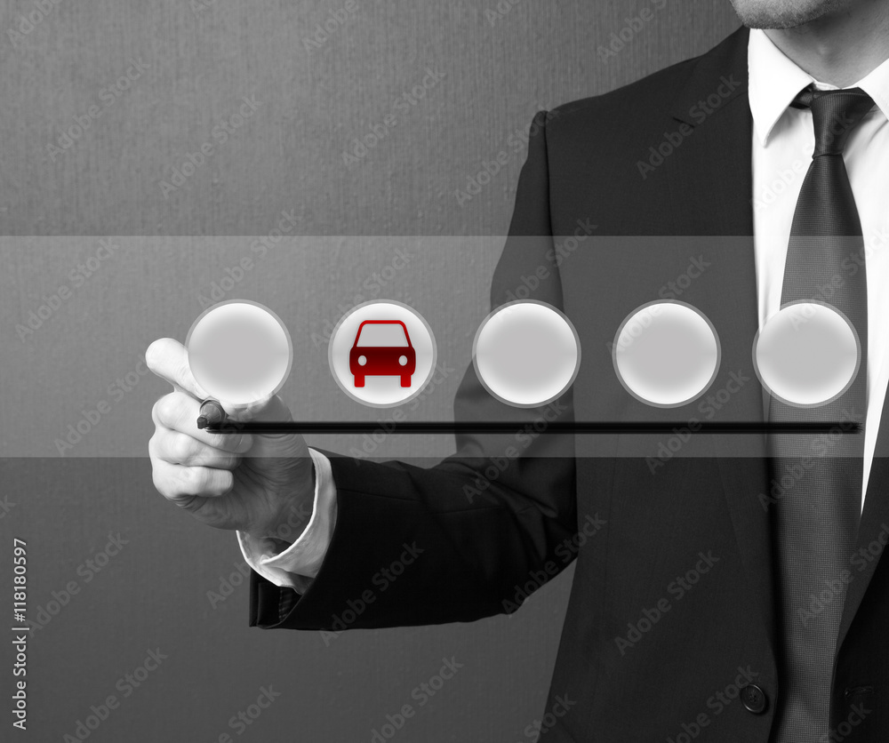 Hand marking boton check box with with car symbol Stock Photo | Adobe Stock