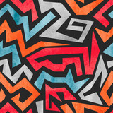 Fototapeta Młodzieżowe - Watercolor graffiti seamless pattern. Vector colorful geometric abstract background. 