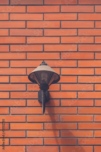 Lamp On The Brick Wall Vintage Style Outdoor Walkway Walking