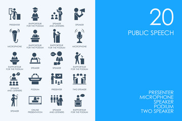 Sticker - Set of BLUE HAMSTER Library public speech icons