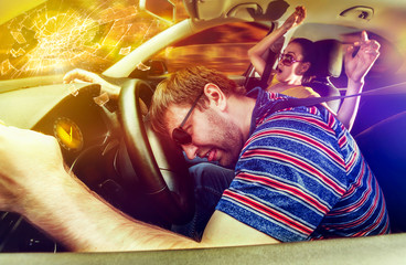 Wall Mural - Couple driving in the car