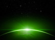 Green dawn in space