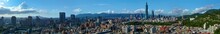 Super Wide Panorama Of The Modern City Of Taipei, The Capital Of Taiwan