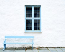 Blue Window And Bench
