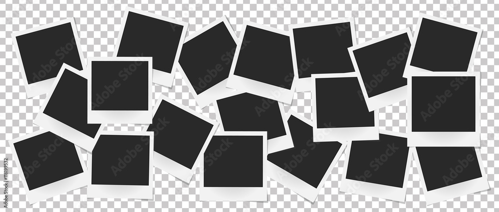 Collage of realistic vector photo frames isolated. Template retro photo design, Vector illustration - obrazy, fototapety, plakaty 