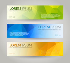 Low poly vector banners set