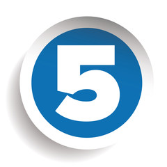 Poster - Number Five sticker vector blue