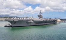 The USS John C. Stennis  In Pearl Harbor, USA. The John C. Stennis Is A Nimitz Class Nuclear Powered Aircraft Carrier