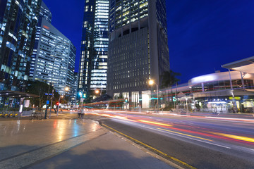 Canvas Print - Brisbane night city traffic