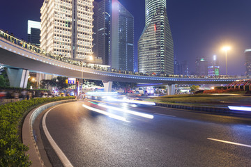 Canvas Print - Shanghai city road light trails