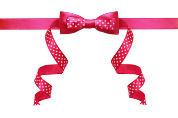 Wall Mural - Pink silk polka dot ribbon bow