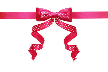 Sticker - Pink silk polka dot ribbon bow