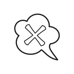 Poster - Cross in cloud icon in outline style isolated on white background. Click and choice symbol