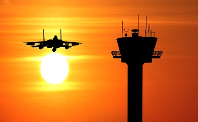 fighter jet with tower control