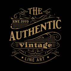 Wall Mural - vintage label western hand drawn antique frame typography vector