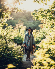 Wall Mural - Boho style woman in the forest